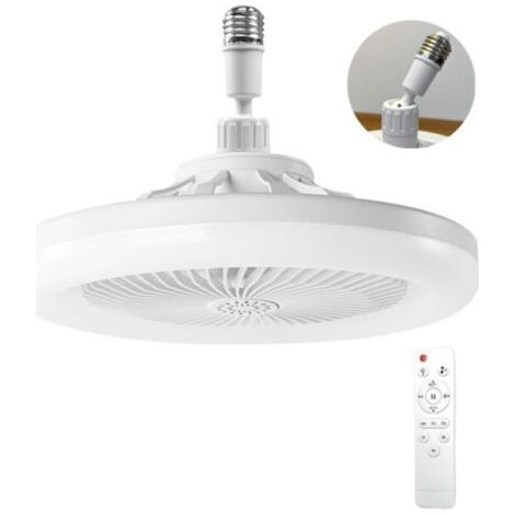 Deckenventilator mit Licht, Deckenventilator mit Fernbedienung, leiser Deckenventilator, dimmbare LED-Deckenleuchte E27, 3 Geschwindigkeitsstufen, Timer (Weiß) (1/5)