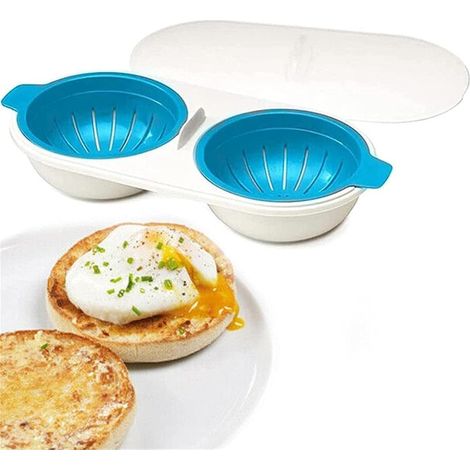 Cuiseur à œufs pochés avec égouttoir, cuiseur à œufs pour micro-ondes, revêtement antiadhésif, tasse à œufs pochés compatible micro-ondes, cuiseur à œufs vapeur double, ustensile de cuisine, sans BPA, (1/4)