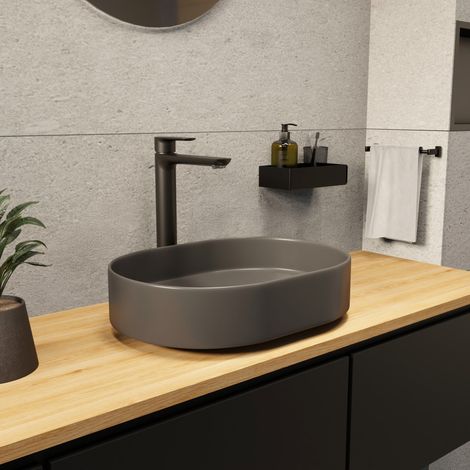PixL 50 x 36,5 x 12 cm Aufsatzwaschbecken Infinitio ohne Überlauf, grau (CEPX5037GRM)