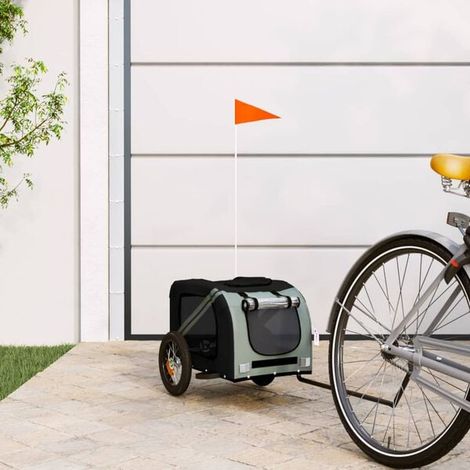 Remorque à vélo pour animaux de compagnie grise et noire (1/4)