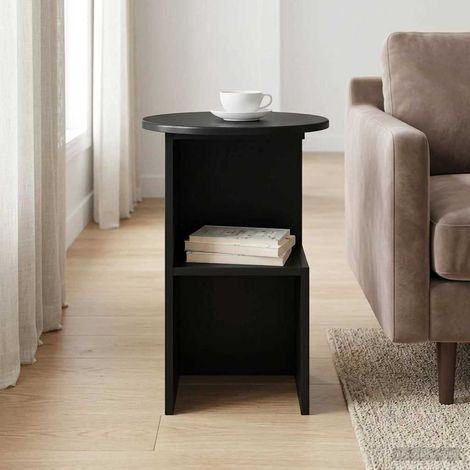 vidaXL Tavolo laterale Rovere Nero Ø 39,5 x 55 cm Legno ingegnerizzato