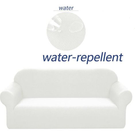 Funda elástica para sofá de 2 plazas, impermeable y resistente a los arañazos, con elegante diseño y rodillos de espuma antideslizantes (sofá de 2 plazas, blanco puro), 145-185 cm (1/4)
