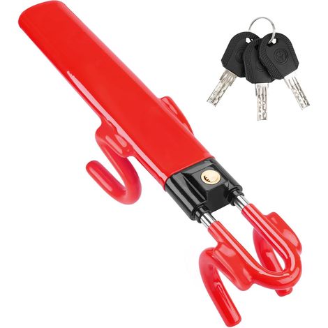 1 Canne Antivol Voiture, Double Barre, Acier Trempé, Revêtement PVC, Ajustement Universel 5,5-13,8 Pouces, Véhicules Divers