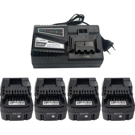 4X BSL1850 18 V 5,0Ah Akku und UC18YFSL Ladegerät für Hitachi / HIKOKI  BSL1830 BSL 1815 BSL1815X BSL1815S BSL1830C BSL 1830 BSL 1850 330557 330139 (1/5)