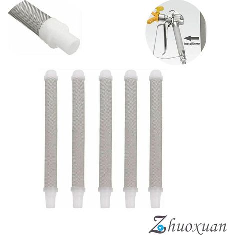 Filtre Pour Pistolet À Pulvérisation Airless - Maille 60 - Acier Inoxydable Et Plastique - Compatible Avec Pistolets Airless - Lot De 5