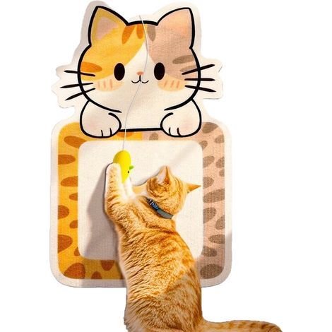 Selbstklebende Katzenkratzmatte (50 x 80 cm) – Strapazierfähiges, selbstklebendes Kratzbrett zur Wandmontage – Inklusive kostenlosem Katzenspielzeug und auch als Sofaschutz verwendbar (1/5)