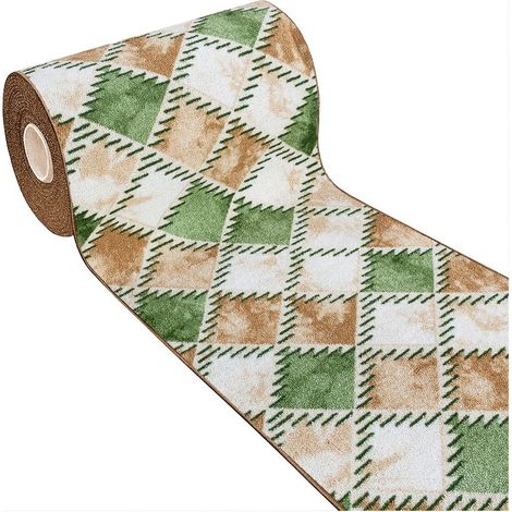Tappeto Cucina Bordato Antiscivolo Assorbente Passatoia Colori Accesi Patchwork Verde - 57x240 Cm