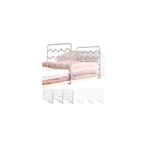 Séparateurs d'étagères 6 pièces, étagères de rangement de garde-robe en plastique, pièces de rangement de vêtements de garde-robe pour chambre à coucher, cuisine, bureau (1/5)