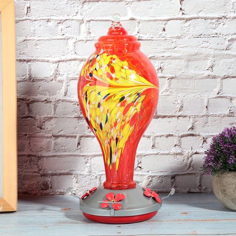 Distributeur de Nectar Coloré pour Colibris - Mangeoire en Verre pour Jardin Extérieur (1/5)