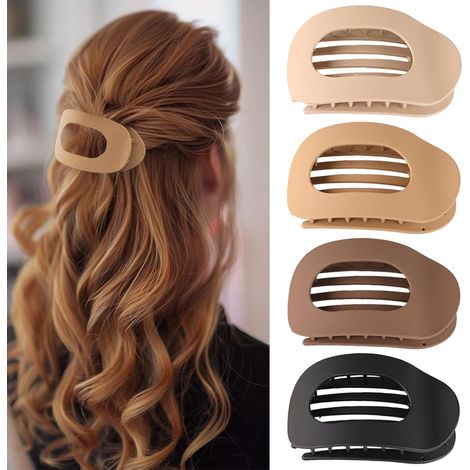 Lot de 4 pinces à cheveux françaises pour femme - Maintien plat et sûr - Dents intérieures - Tenue solide - Pinces latérales (1/5)