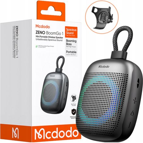 Altoparlante Bluetooth MCDODO portatile, wireless, impermeabile, USB-C, nero (1/5)