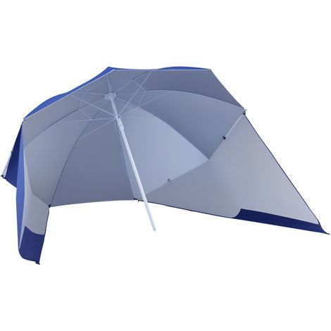 Parasol de plage parasol abri solaire contemporain protection UPF 50+ sac transport fourni bleu marine (1/5)