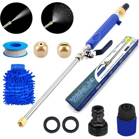 Pistolet à eau haute pression et laveuse, multifonction et portable avec 8 accessoires pour terrasse, voiture, maison, jardin – Lance de nettoyage efficace avec connecteur universel et buse (1/5)