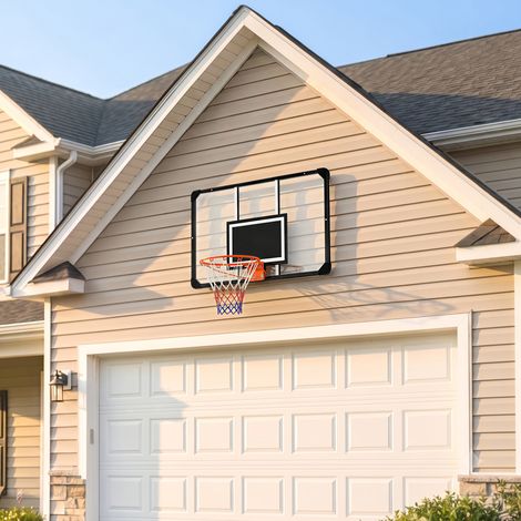Panier de basket-ball mural extérieur, filet 113 x 61 x 73 cm, noir (1/5)