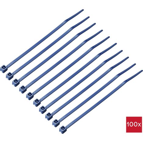 TRU COMPONENTS TC-12533340 Serre-câble 100 mm 2.5 mm bleu Métal détectable 100 pc(s) (1/2)