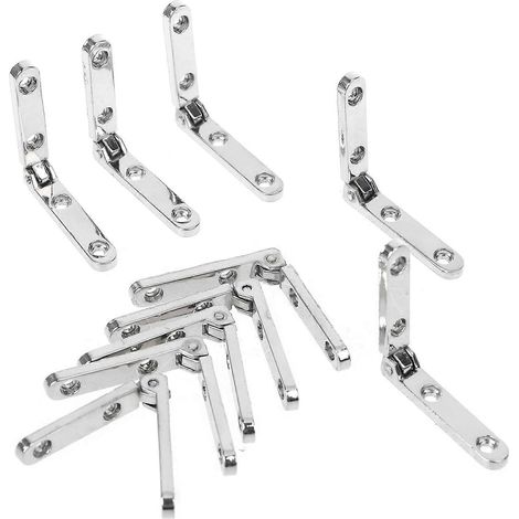 Lot de 10 charnières pliantes à 90° en alliage de zinc, petites charnières latérales pour boîtes à cigares et étuis. Installation facile et durable. Couleur argent. (1/4)