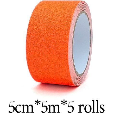 Ruban adhésif antidérapant givré en PVC haute viscosité, 5 cm x 5 m x 5 rouleaux, autocollant imperméable pour escaliers de salle de bain. (1/5)