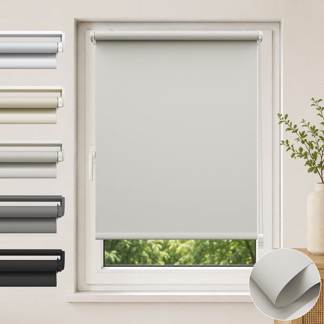 aubor Verdunklungsrollo ohne Bohren B90 × H130 cm, Hellgrau (1/5)