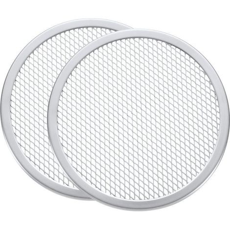 Lot de 2 Professional Plaque Pizza Four Ronde en Aluminium Grille de Cuisson Argentée 30 cm (1/5)