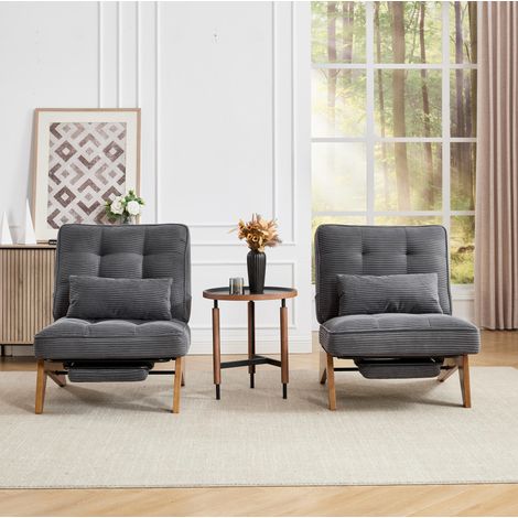 Sillón lounge regulable de pana gris oscuro con cojín lumbar, 127 x 73 x 90 cm (1/5)