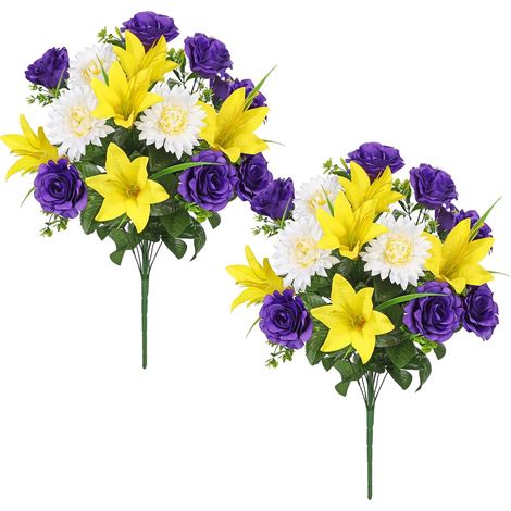 Fiori Artificiali Bouquet 2 Pezzi Liliac 33x36 cm Colorati (1/5)