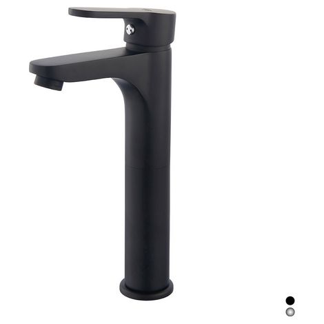 MISCELATORE MONOCOMANDO LAVABO ALTO CM 23,5 SERIE PACO- Nero opaco - Senza piletta- DH- pezzi 1