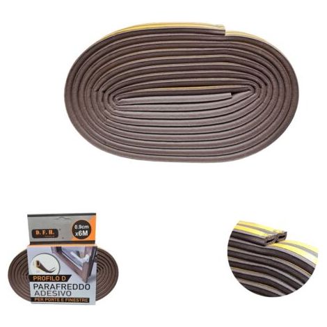 JOINT ADHÉSIF 6 MT DRAFT EXCLUSIF POUR PORTES ET FENÊTRES MARRON 9MM D