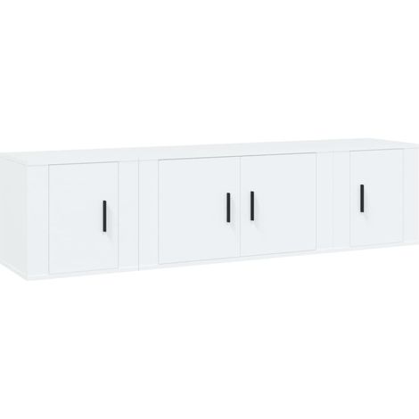 Conjunto de muebles mueble aparador TV televisión salón dormitorio salón 3 piezas madera contrachapada blanco 020024469