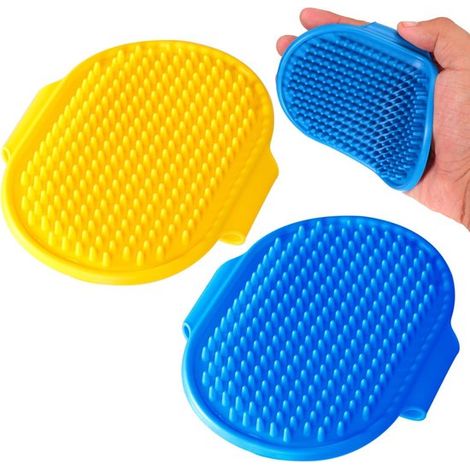 Set di 2 spazzole per cani e gatti, rimuovi peli per animali domestici, spazzola da bagno per cani con cinturino regolabile, pettine per gatti, spazzola a setole metalliche, spazzole per cavalli, spaz (1/5)