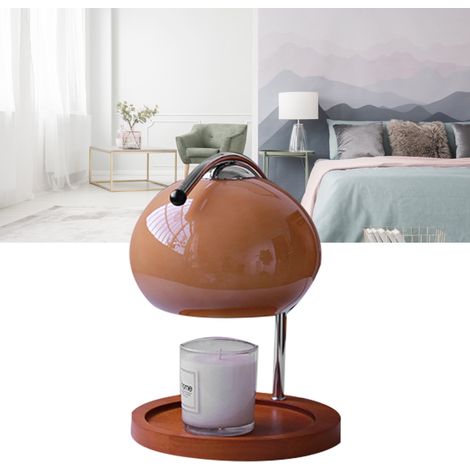 Retro-Tischleuchte aus Massivholz mit Ablagefach aus rauchgrauem Glas, Aromatherapie-Kerzenlampe, Nachttischlampe fürs Schlafzimmer, Teelicht-Schmelzwachslampe fürs Büro, Dimmer. (1/5)