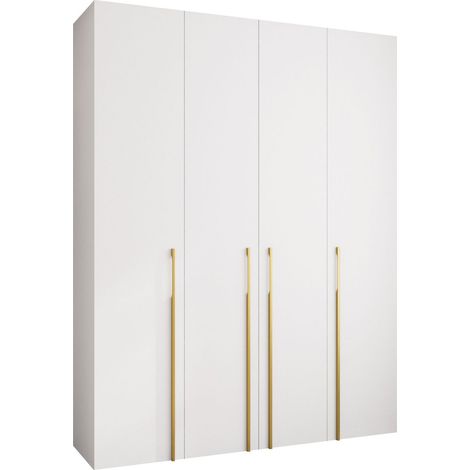 Armario Hartford 570, Blanco, 246x190x42cm, Puertas de armario: Con bisagras, Número de estantes: 12 (1/5)