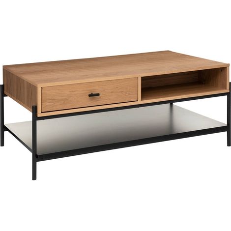 Table basse Simon métal et frêne 100x60cm - Atmosphera créateur d'intérieur (1/5)