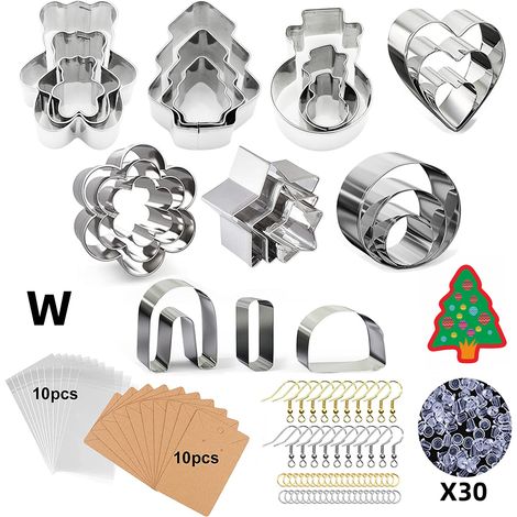 Mehrzweck-Ausstechformen-Set zum Selbermachen in Silber und Edelstahl – Schmuckherstellungssets aus Ton in verschiedenen Farben