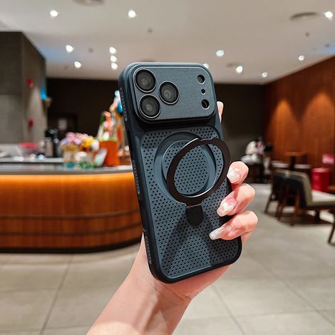 (iPhone 17 Pro Max) Coque de protection en maille respirante avec support, robuste et durable (1/5)