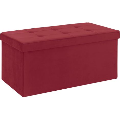 Pouf Contenitore In Velluto Rettangolare Moderno Panca Fondo Letto Cassapanca Soggiorno Panchina Per Ingresso Scarpiera Sgabello Panca Moderna Bordeaux