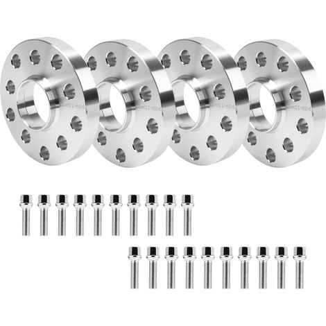 Lot de 4 élargisseurs de voie/entretoises de 15mm et 20mm 100/5+112/5 57.1 avec 20 boulons de roue M14x1,5 40/45mm pour Golf (1/5)