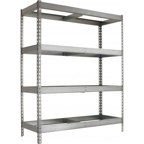 Rayonnage métallique industriel, 2000x2100x450 mm, point de pliage 500 kg, 4 hauteurs, sans plateaux, galvanisé - SimonRack