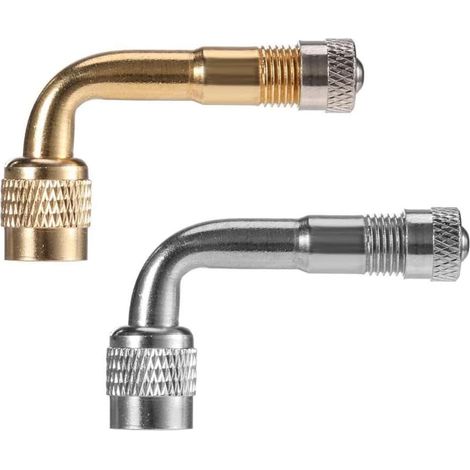 2 Stück 90-Grad-Ventilverlängerungen, Ventilverlängerung, Ventiladapter, Metall-Ventilverlängerung, für Auto, Motorrad, Fahrrad, Roller (Gold und Silber) (1/5)
