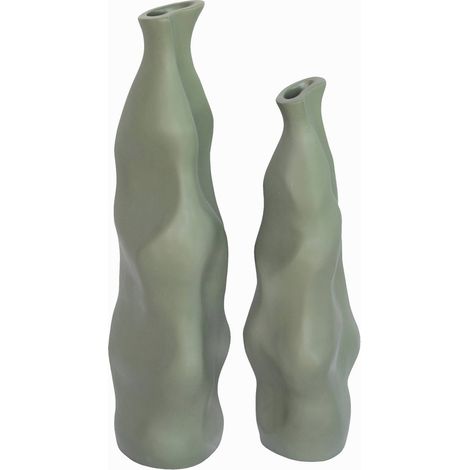 vasija décorative verte en fibrocemento finition mate élégante - vert sauge mat (1/3)