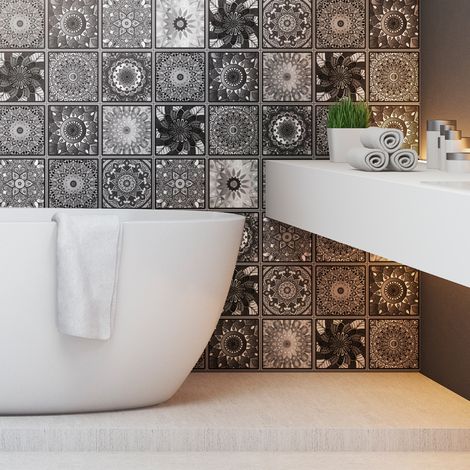 Sticker Mural Carrelage adhésif Cuisine Salle de Bain - 30 STICKERS CARREAUX DE CIMENT BOHÈME PAPINA - 30stickers15x15cm (1/5)
