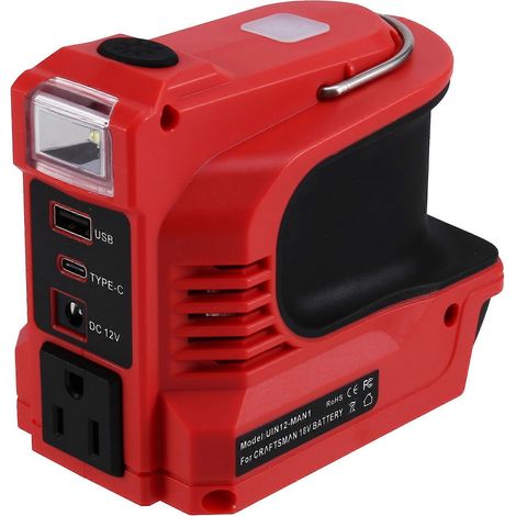 Tragbarer 180-W-Netzadapter mit Stromwandler für Craftsman 20V DC auf 110V AC-Batterie, USB- und Typ-C-kompatibel (US-Stecker). (1/5)