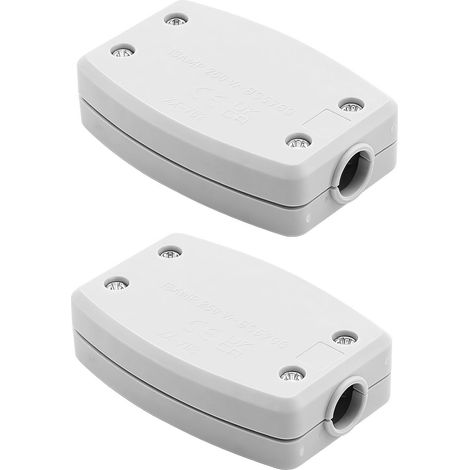 Deux boîtes de jonction électriques, 13 A, 250 V, connecteurs de câble à 3 conducteurs, adaptées à l'éclairage intérieur, à l'alimentation électrique et au câblage (blanc). (1/5)