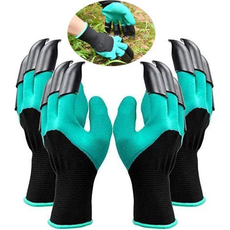 Gants de Jardin avec Griffes, 2 Paires Gants Jardinage, Gant Jardinage Femme, Gants de Jardinage Imperméables avec 8 Griffes, pour Gants d'outillage Ménager et de Jardin (1/5)