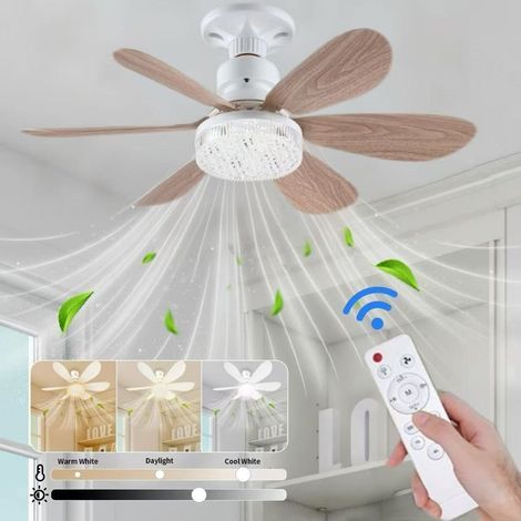 Deckenventilator mit Steckdose und dimmbarer LED-Beleuchtung, 40 W, mit Fernbedienung, ideal für Wohn- und Schlafzimmer, E27. (1/5)
