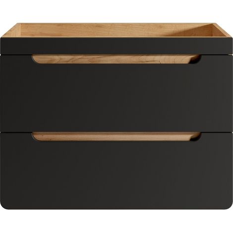 Mobile sotto lavabo sospeso Naturale e Antracite 80 cm - ARUBA (1/3)