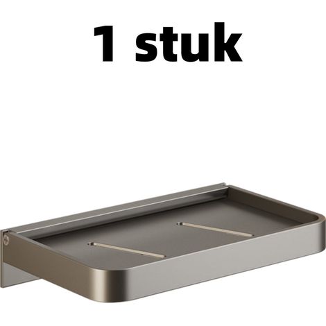 Étagère murale pliable renforcée sans perçage, idéale pour la salle de bain et les toilettes, dimensions 18 x 12 x 2 cm, couleur grise. (1/5)