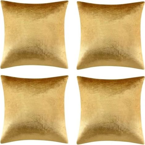 Set mit 4 Kissenbezügen 45×45 cm, goldfarbener Samt, Dekoration für Wohn- und Schlafzimmer (1/4)