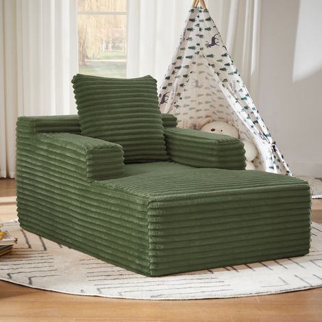 Chaise longue de terciopelo acanalado verde 117 x 81 x 50 cm sin montaje HAVRYA (1/5)