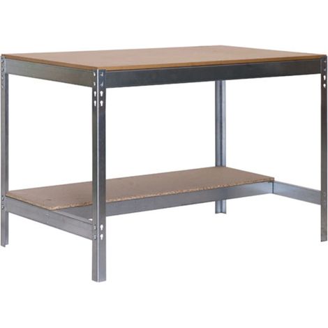 SimonRack Banco da Lavoro da Officina, Portata 600 kg, 842x1510x610 mm, Tavolo da Lavoro, Zincato/Legno – Bt-0