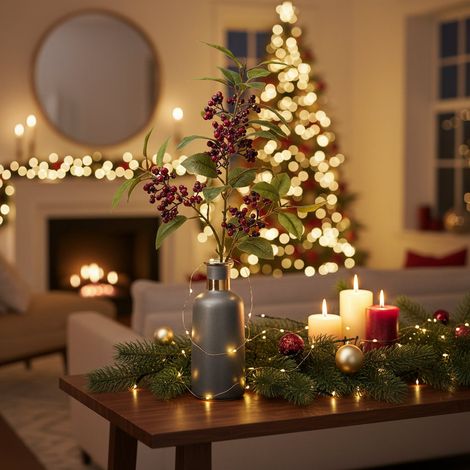 Ramo natalizio artificiale piracanta con foglie per Albero di Natale h 88 cm (1/3)